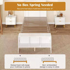 Costway Twin/Full Size Bed Frame with Storage Headboard & Footboard LED Bed Frame with 2 USB Ports