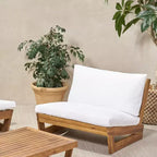GDFStudio Emma Outdoor Acacia Wood Club Chair with Cushions