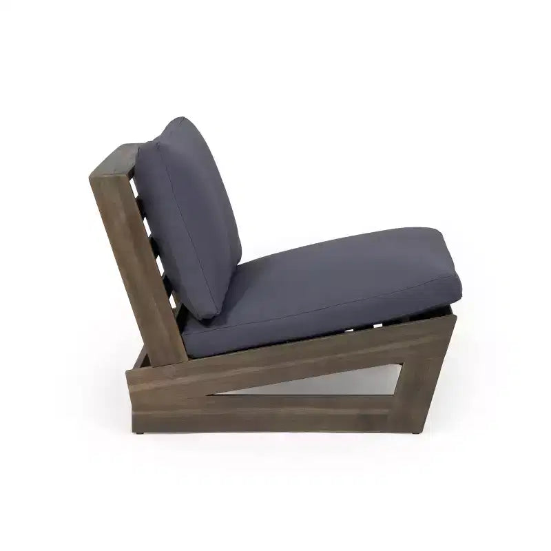 GDFStudio Emma Outdoor Acacia Wood Club Chair with Cushions