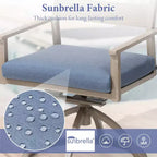 Crestlive Products Patio 2pc 360 Swivel Outdoor Dining Chairs Aluminum Frame, Wood Grain Finish with Sunbrella Cushion
