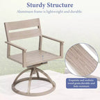 Crestlive Products Patio 2pc 360 Swivel Outdoor Dining Chairs Aluminum Frame, Wood Grain Finish with Sunbrella Cushion