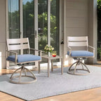 Crestlive Products Patio 2pc 360 Swivel Outdoor Dining Chairs Aluminum Frame, Wood Grain Finish with Sunbrella Cushion
