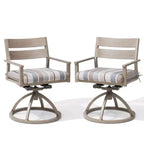 Crestlive Products Patio 2pc 360 Swivel Outdoor Dining Chairs Aluminum Frame, Wood Grain Finish with Sunbrella Cushion