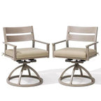 Crestlive Products Patio 2pc 360 Swivel Outdoor Dining Chairs Aluminum Frame, Wood Grain Finish with Sunbrella Cushion