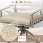 Crestlive Products Patio 2pc 360 Swivel Outdoor Dining Chairs Aluminum Frame, Wood Grain Finish with Sunbrella Cushion