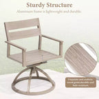 Crestlive Products Patio 2pc 360 Swivel Outdoor Dining Chairs Aluminum Frame, Wood Grain Finish with Sunbrella Cushion