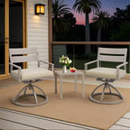 Crestlive Products Patio 2pc 360 Swivel Outdoor Dining Chairs Aluminum Frame, Wood Grain Finish with Sunbrella Cushion