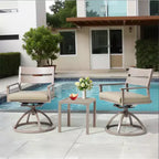 Crestlive Products Patio 2pc 360 Swivel Outdoor Dining Chairs Aluminum Frame, Wood Grain Finish with Sunbrella Cushion