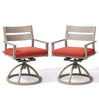 Crestlive Products Patio 2pc 360 Swivel Outdoor Dining Chairs Aluminum Frame, Wood Grain Finish with Sunbrella Cushion