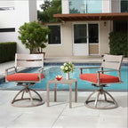 Crestlive Products Patio 2pc 360 Swivel Outdoor Dining Chairs Aluminum Frame, Wood Grain Finish with Sunbrella Cushion