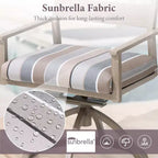 Crestlive Products Patio 2pc 360 Swivel Outdoor Dining Chairs Aluminum Frame, Wood Grain Finish with Sunbrella Cushion
