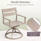 Crestlive Products Patio 2pc 360 Swivel Outdoor Dining Chairs Aluminum Frame, Wood Grain Finish with Sunbrella Cushion
