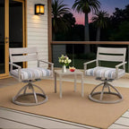 Crestlive Products Patio 2pc 360 Swivel Outdoor Dining Chairs Aluminum Frame, Wood Grain Finish with Sunbrella Cushion