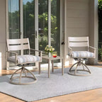 Crestlive Products Patio 2pc 360 Swivel Outdoor Dining Chairs Aluminum Frame, Wood Grain Finish with Sunbrella Cushion