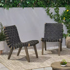 GDFStudio Ocilla Sedie Lounge da Esterno in Legno di Acacia e Corda Intrecciata (Set da 2)