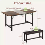 Dining Table Set for 4-6, Large Extendable Wooden Kitchen Table Set for 6, Rectangle Kitchen Table Set with 2 Upholstered Benches