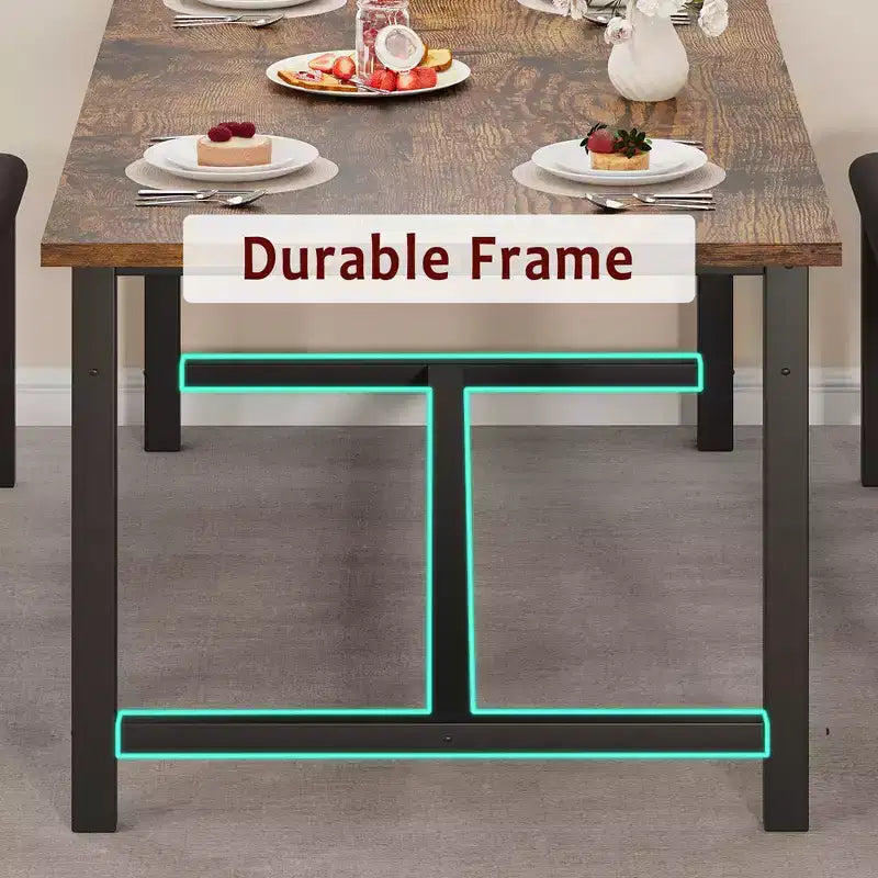 Dining Table Set for 4-6, Large Extendable Wooden Kitchen Table Set for 6, Rectangle Kitchen Table Set with 2 Upholstered Benches