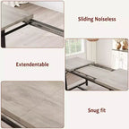 Dining Table Set for 4-6, Large Extendable Wooden Kitchen Table Set for 6, Rectangle Kitchen Table Set with 2 Upholstered Benches
