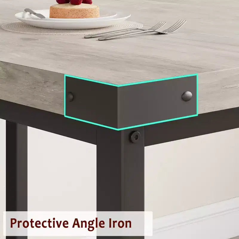 Dining Table Set for 4-6, Large Extendable Wooden Kitchen Table Set for 6, Rectangle Kitchen Table Set with 2 Upholstered Benches