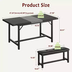 Dining Table Set for 4-6, Large Extendable Wooden Kitchen Table Set for 6, Rectangle Kitchen Table Set with 2 Upholstered Benches
