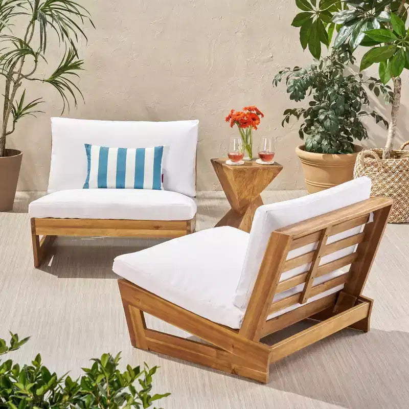Christopher Knight Home Sherwood Outdoor Acacia Wood Club Chairs with Cushions (Set of 2)