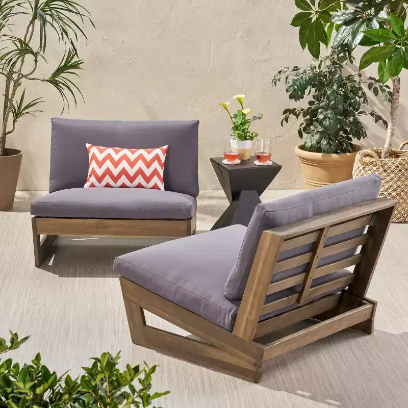 Christopher Knight Home Sherwood Outdoor Acacia Wood Club Chairs with Cushions (Set of 2)