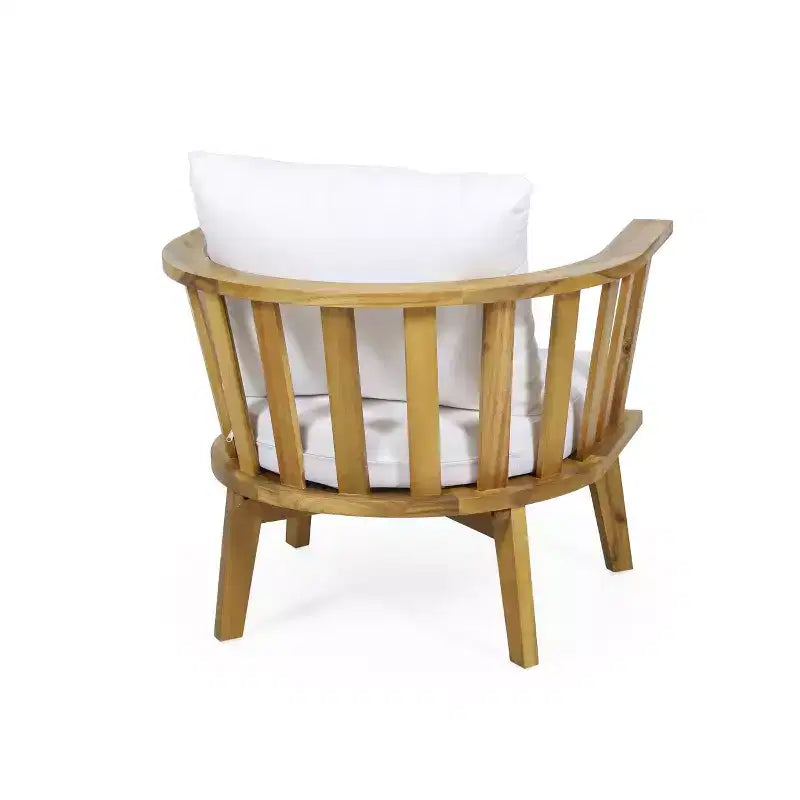 Christopher Knight Home Dean Sedie Club da esterni in legno di acacia con cuscini (set da 2), bianco e teak