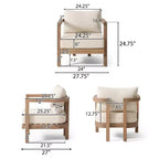 Christopher Knight Home Aston Outdoor Acacia Wood Club Chair with Cushions, Weathered Brown and Beige