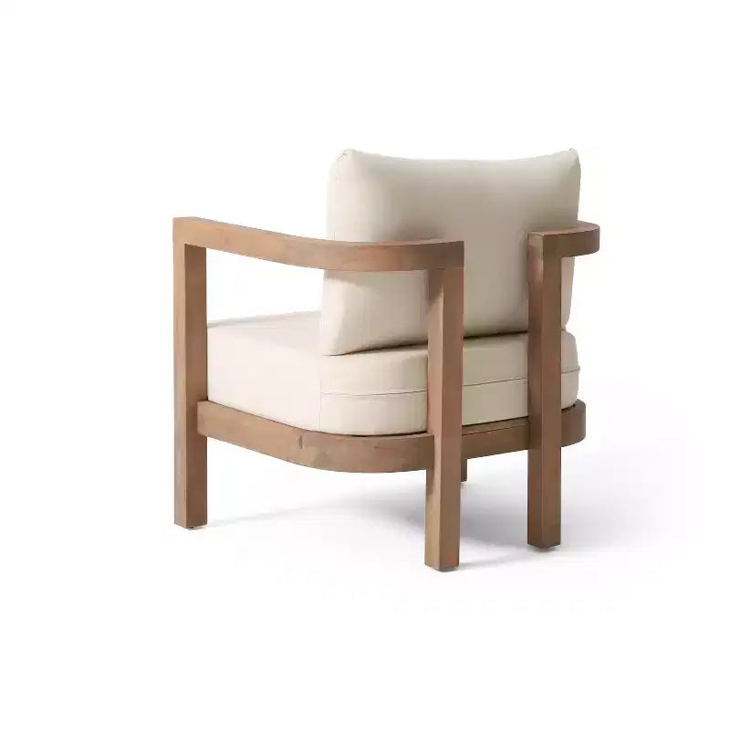 Christopher Knight Home Aston Outdoor Acacia Wood Club Chair with Cushions, Weathered Brown and Beige