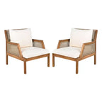 Christopher Knight Home Grania Patio Rattan and Acacia Wood Club Chair with Cushion, Brown/Cream