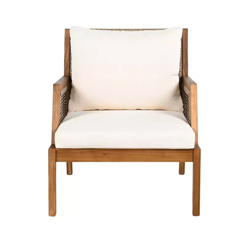 Christopher Knight Home Grania Poltrona Club da Giardino in Rattan e Legno di Acacia con Cuscino, Marrone/Crema
