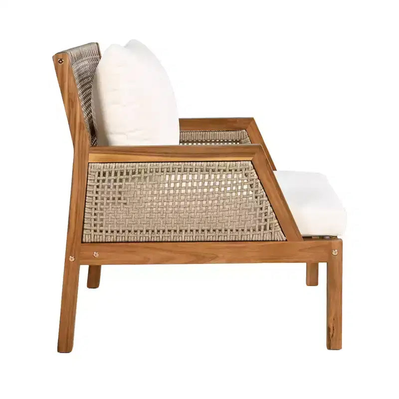 Christopher Knight Home Grania Poltrona Club da Giardino in Rattan e Legno di Acacia con Cuscino, Marrone/Crema