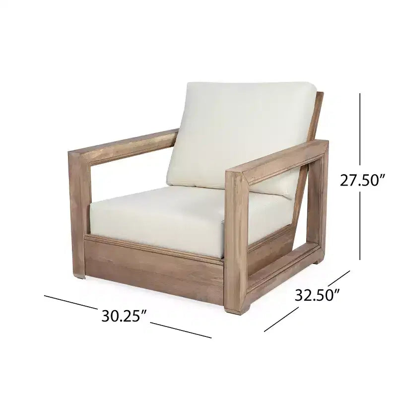 Christopher Knight Home Westchester Outdoor Acacia Wood Club Chairs with Cushions (Set of 4), Brown/Beige