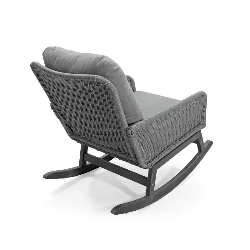 Elegant Wicker Rocking Chair with Cushions, Wooden Glider Rocker Recliner w/ Rattan Armrest Perfect for Indoor and Outdoor Use - ModernLuxe
