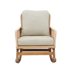 Elegant Wicker Rocking Chair with Cushions, Wooden Glider Rocker Recliner w/ Rattan Armrest Perfect for Indoor and Outdoor Use - ModernLuxe