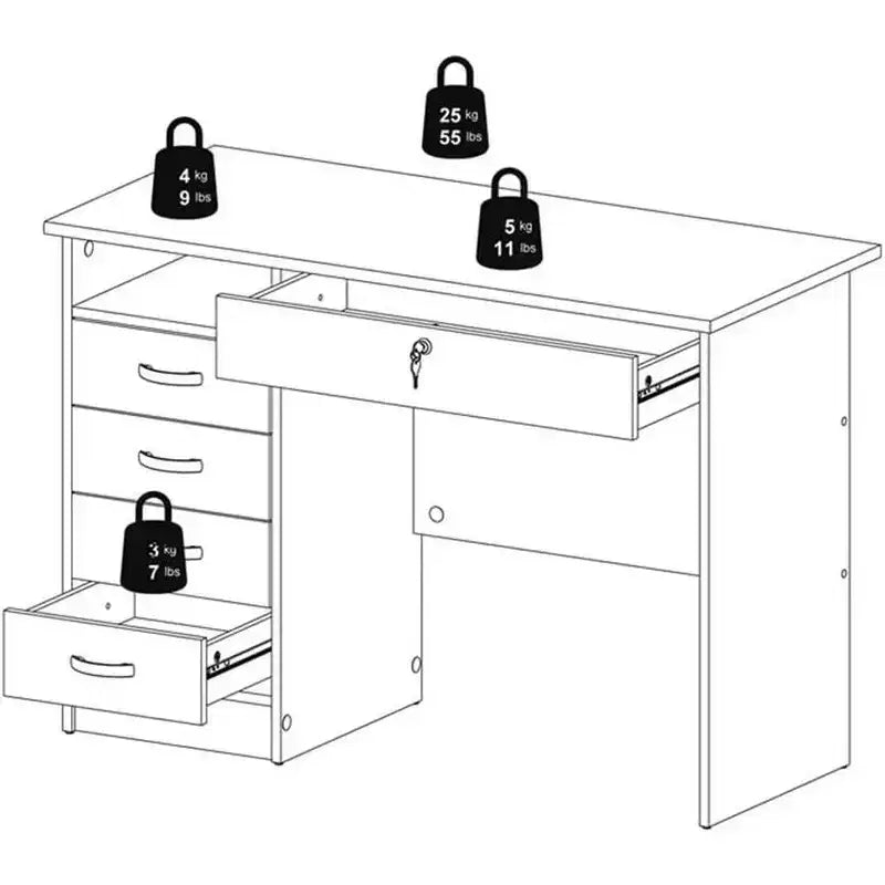 HomeStock Desk with 5 Drawers
