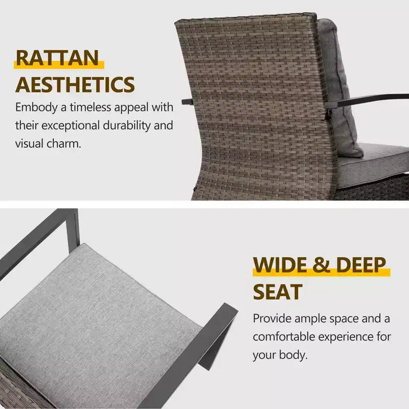 Heynemo Patio Swivel Dining Chairs with 360-Degree Rotating, All Weather Rattan Chairs with Cushions & Metal Frame for Porch, Bistro, Balcony