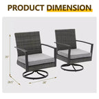 Heynemo Patio Swivel Dining Chairs with 360-Degree Rotating, All Weather Rattan Chairs with Cushions & Metal Frame for Porch, Bistro, Balcony