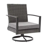 Heynemo Patio Swivel Dining Chairs with 360-Degree Rotating, All Weather Rattan Chairs with Cushions & Metal Frame for Porch, Bistro, Balcony