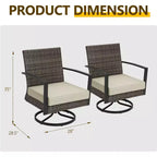Heynemo Patio Swivel Dining Chairs with 360-Degree Rotating, All Weather Rattan Chairs with Cushions & Metal Frame for Porch, Bistro, Balcony