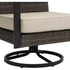 Heynemo Patio Swivel Dining Chairs with 360-Degree Rotating, All Weather Rattan Chairs with Cushions & Metal Frame for Porch, Bistro, Balcony