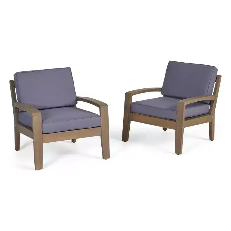 Christopher Knight Home Parma Outdoor Acacia Wood Club Chairs with Water-Resistant Cushions (Set of 2)