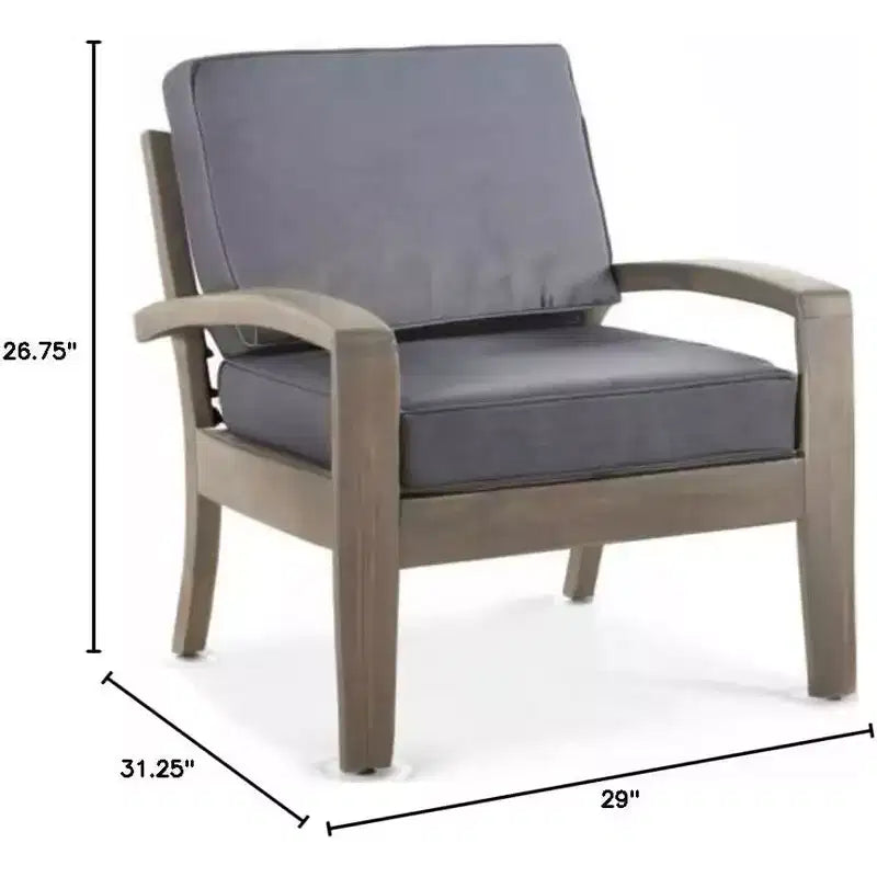 Christopher Knight Home Parma Outdoor Acacia Wood Club Chairs with Water-Resistant Cushions (Set of 2)