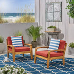 Christopher Knight Home Parma Outdoor Acacia Wood Club Chairs with Water-Resistant Cushions (Set of 2)