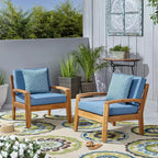 Christopher Knight Home Parma Outdoor Acacia Wood Club Chairs with Water-Resistant Cushions (Set of 2)