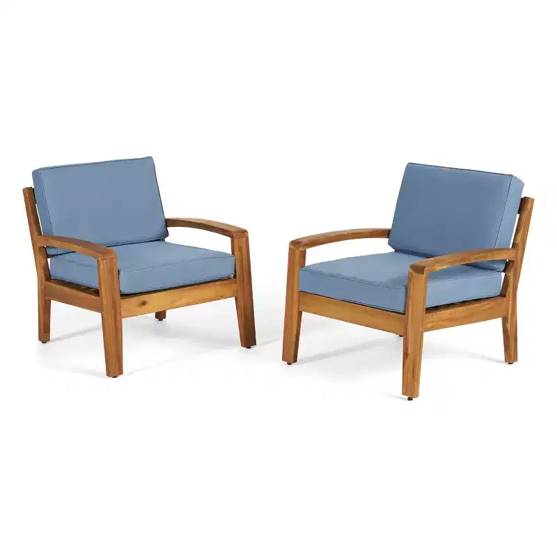 Christopher Knight Home Parma, Sedie club da esterno in legno di acacia con cuscini impermeabili (set da 2)