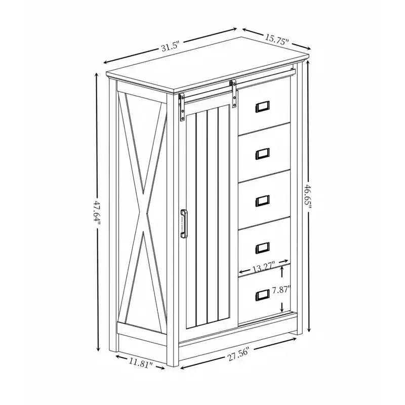 AndMakers Armadietto accento 120.9 cm A con 5 cassetti e 4 ripiani