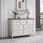 AndMakers Beige 37.66 in. H Accent Cabinet with 7 Drawers