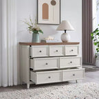 AndMakers Beige 37.66 in. H Accent Cabinet with 7 Drawers