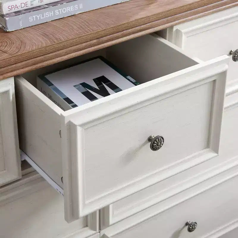AndMakers Beige 37.66 in. H Accent Cabinet with 7 Drawers